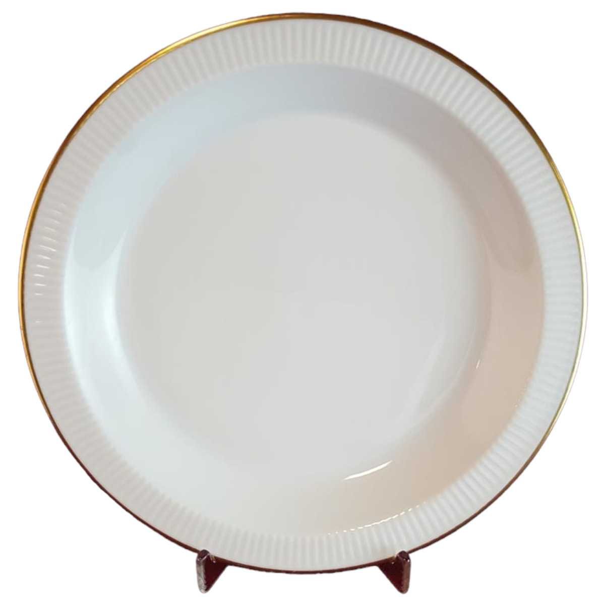 Suppenteller Goldrand 20,8 cm Thomas Porzellan Relief Weiß mit gebraucht - gut