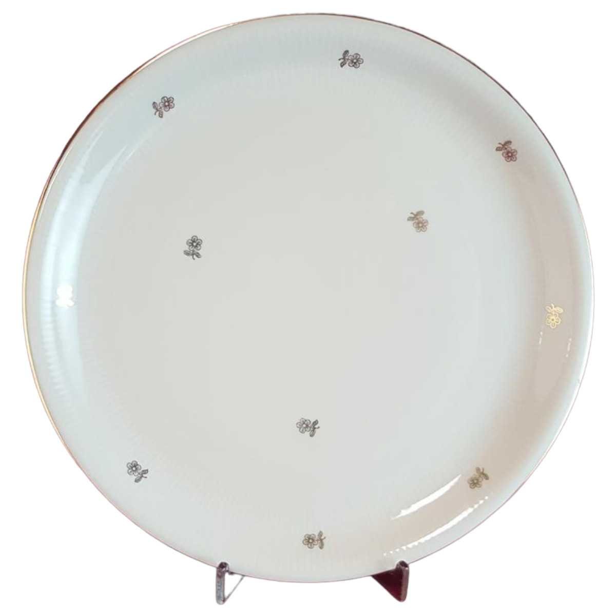 Speiseteller Essteller Goldrand 24 cm Schumann Bavaria Carl Blumen Beige gebraucht - gut