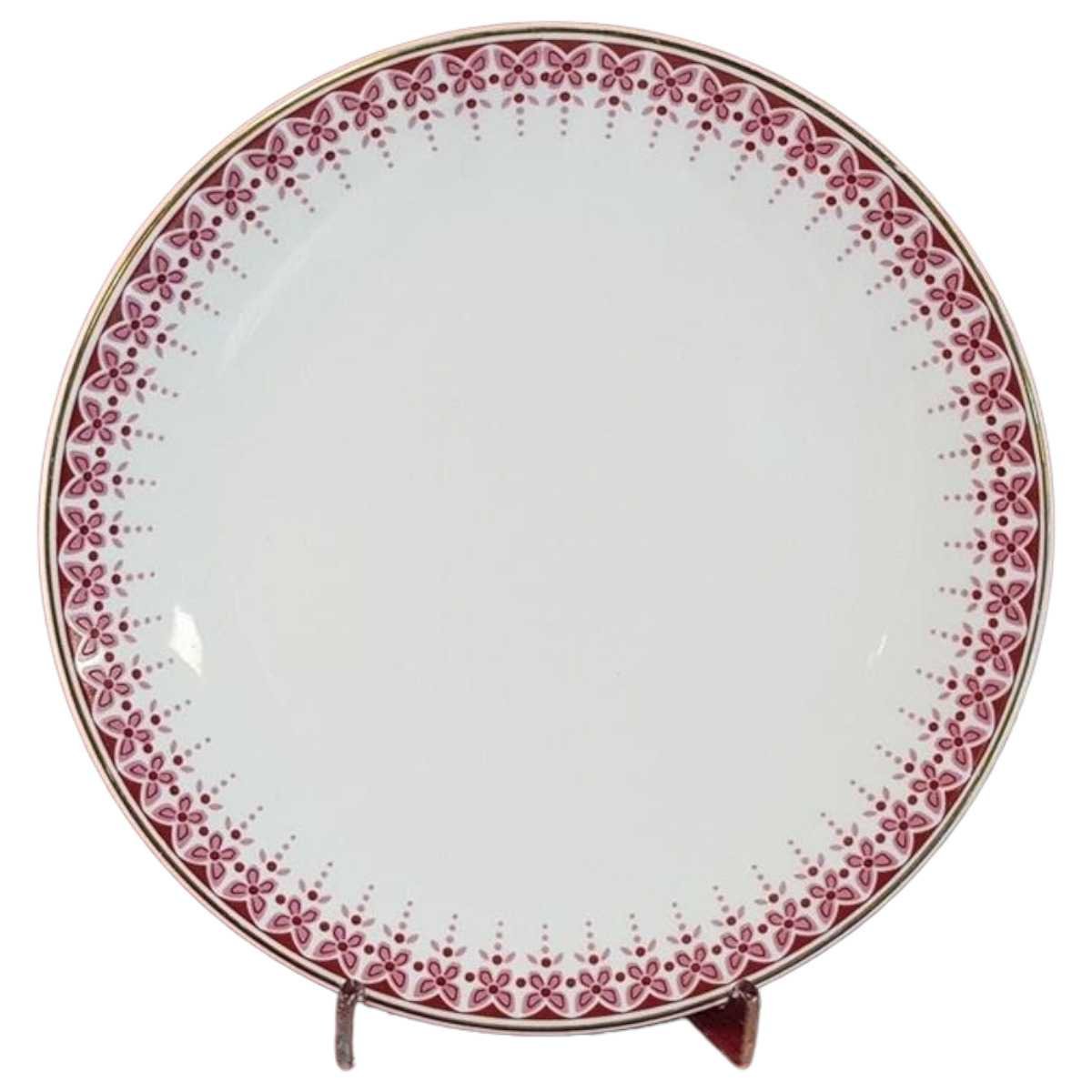 Kuchenteller Dessertteller Frühstücksteller Goldrand 19,5 cm Jaeger & Co PMR rotes Blumendekor mit Blumen Rot gebraucht - gut