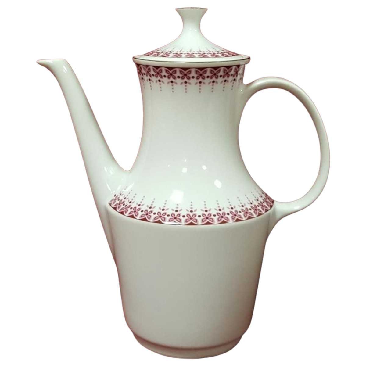 Kaffeekanne Kanne Goldrand Jaeger & Co PMR rotes Blumendekor mit Blumen Rot gebraucht - gut