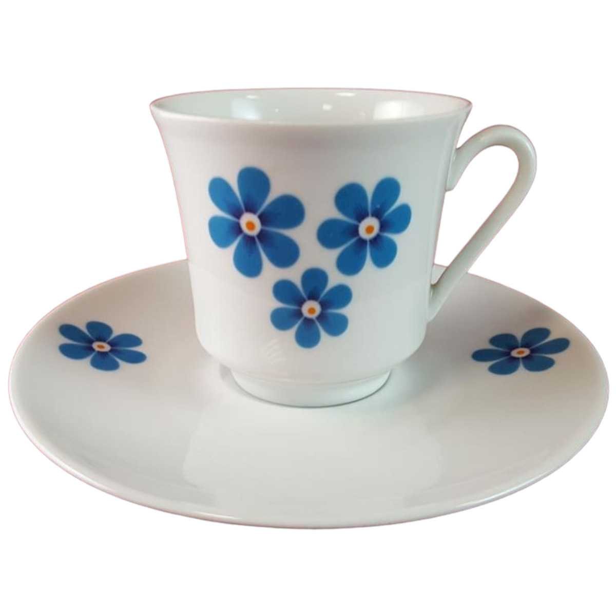 Kaffeetasse mit Untertasse Tasse & Winterling Röslau Blaue Blumen Blau gebraucht - gut