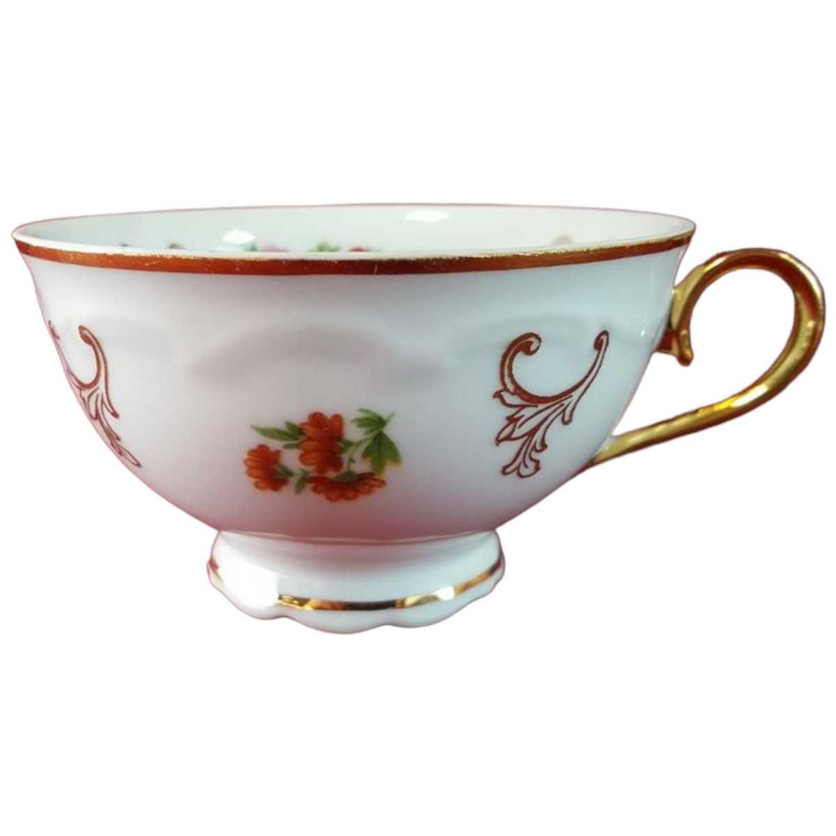 Teetasse Tasse Goldrand Paul Leitner bunte Blumen mit gebraucht - gut