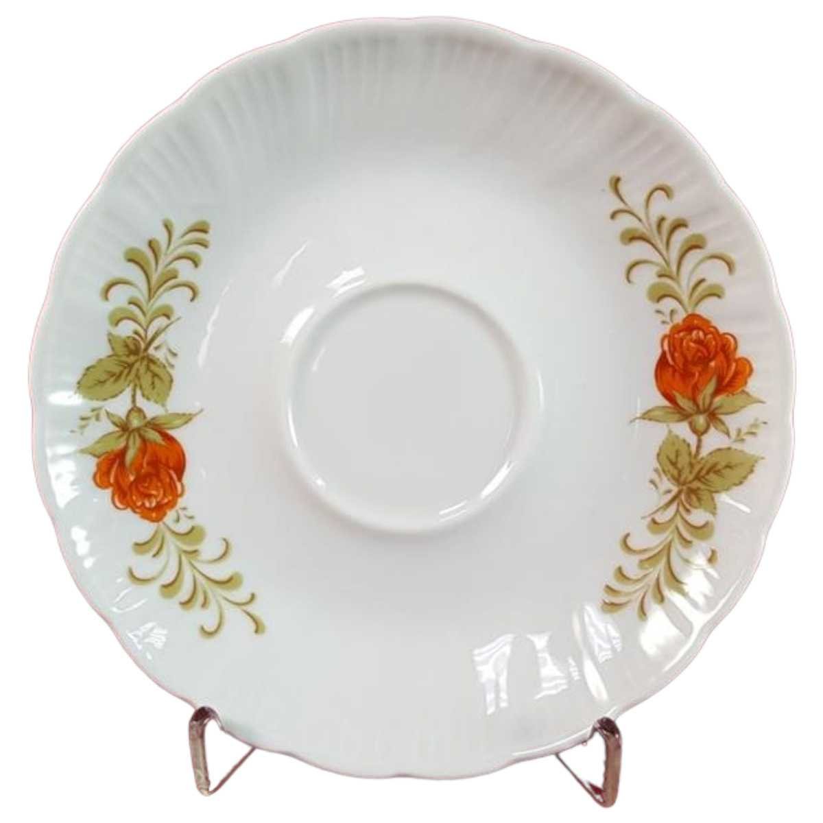 Untertasse für Kaffee 14,5 cm Winterling Kirchenlamitz Rillenrelief Orange Blume gebraucht - akzeptabel