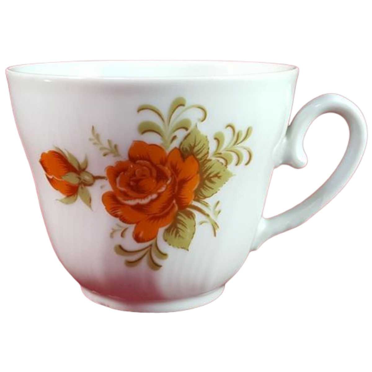 Kaffeetasse Tasse Winterling Kirchenlamitz Rillenrelief Orange Blume gebraucht - gut