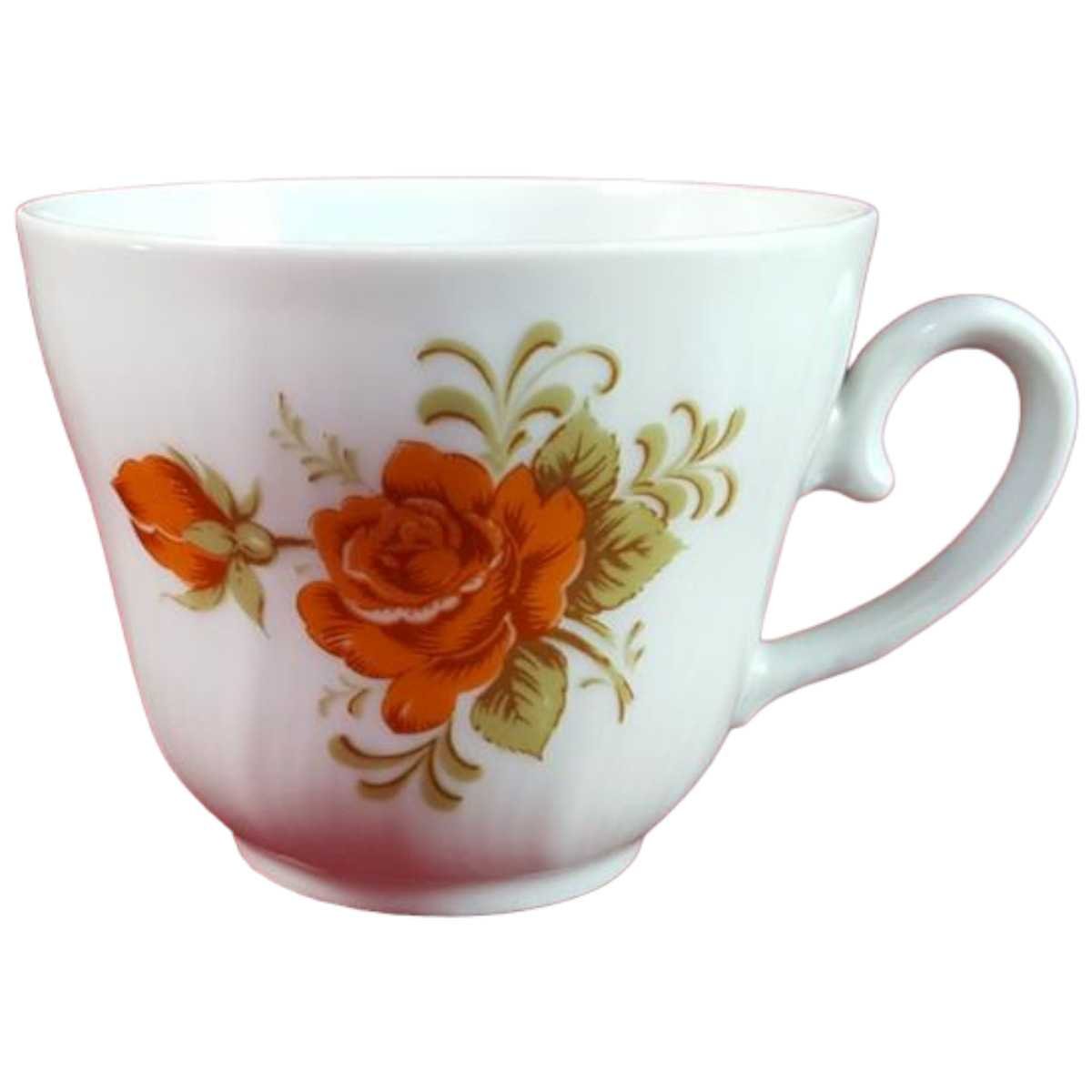 Kaffeetasse Tasse Winterling Kirchenlamitz Rillenrelief Orange Blume gebraucht - akzeptabel