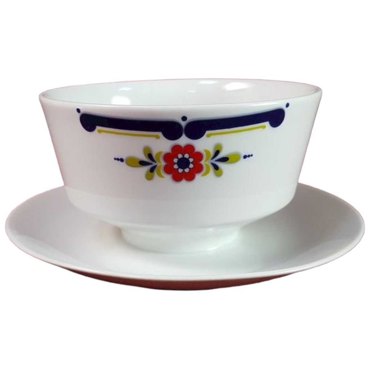 Sauciere mit Teller 1tlg Mitterteich Form 890 blau grün rot Blumendekor Blumen gebraucht - akzeptabel