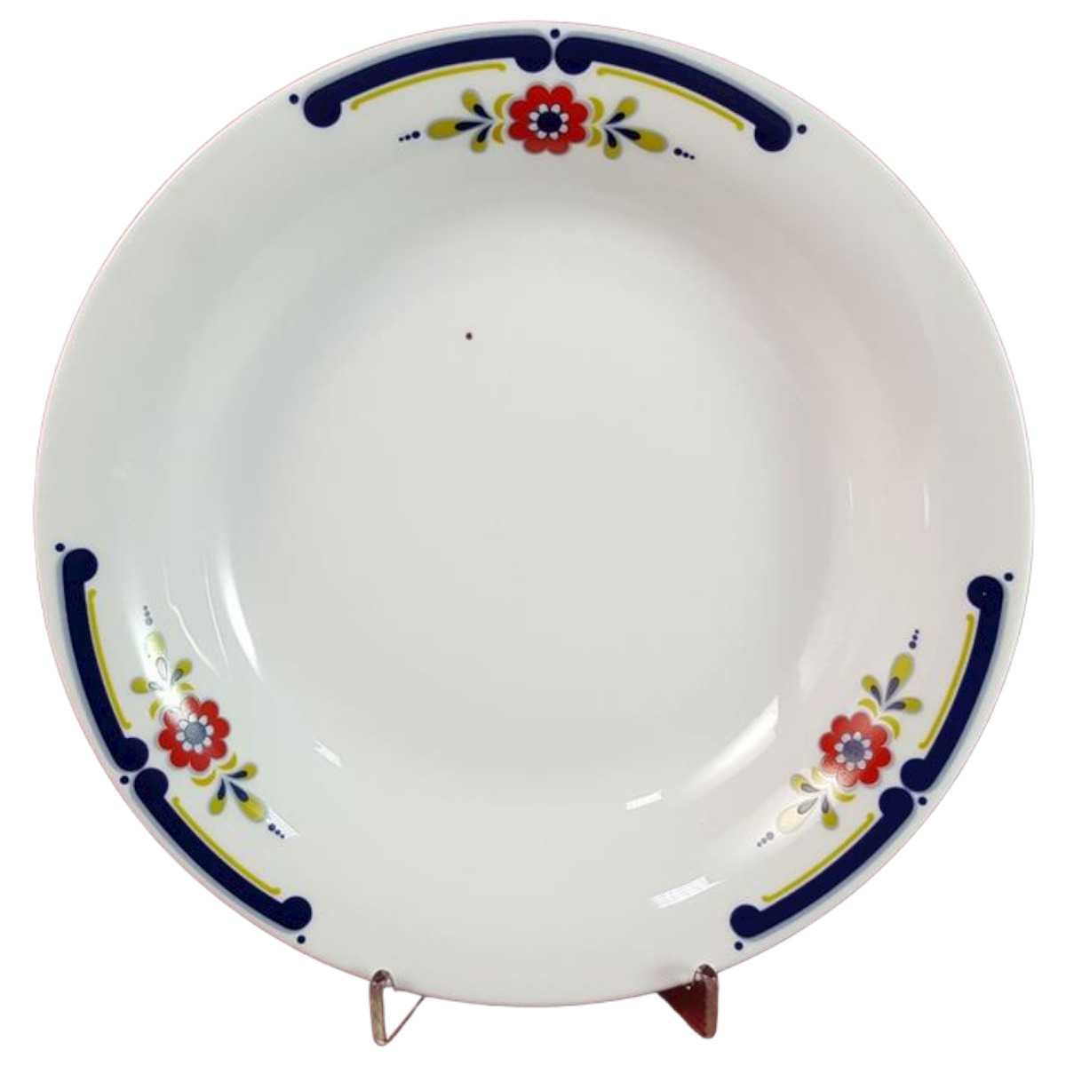 Suppenteller 22,7 cm Mitterteich Form 890 blau grün rot Blumendekor Blumen gebraucht - Produktionsfehler