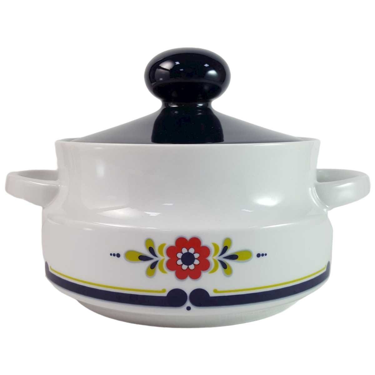 Ragoutterrine Servierschüssel 1,5 L Mitterteich Form 890 blau grün rot Blumendekor Blumen gebraucht - gut