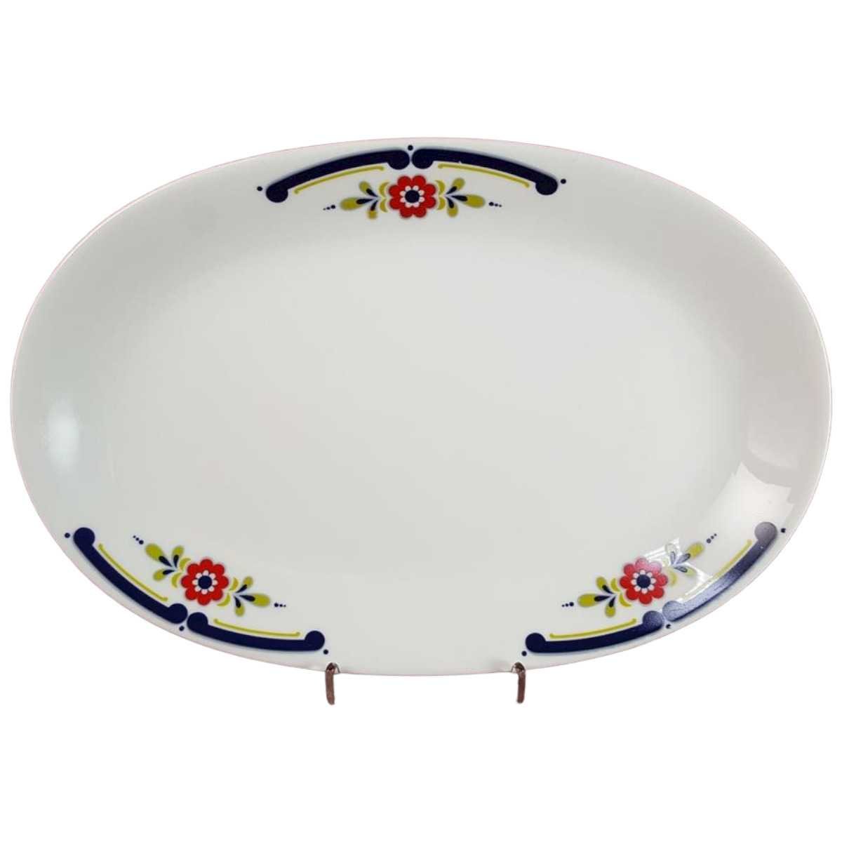 Servierplatte Speiseplatte Fleischplatte Steakplatte 32,2x21,7 cm Mitterteich Form 890 blau grün rot Blumendekor Blumen gebraucht - akzeptabel