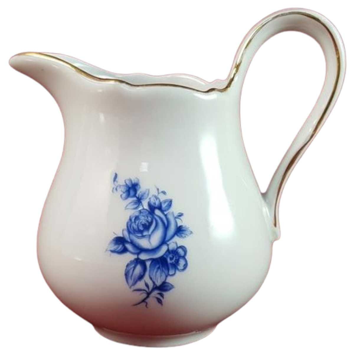 Milchkännchen Goldrand Schaller blaue Blumendekor mit Blumen gebraucht - gut