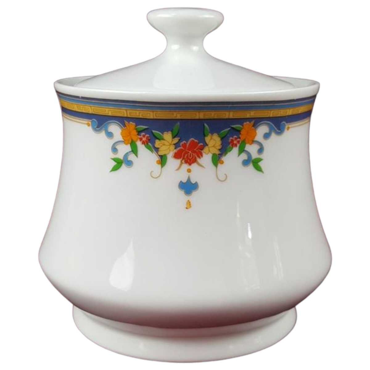 Zuckerdose China Pearl Bunte Blumen gebraucht - gut