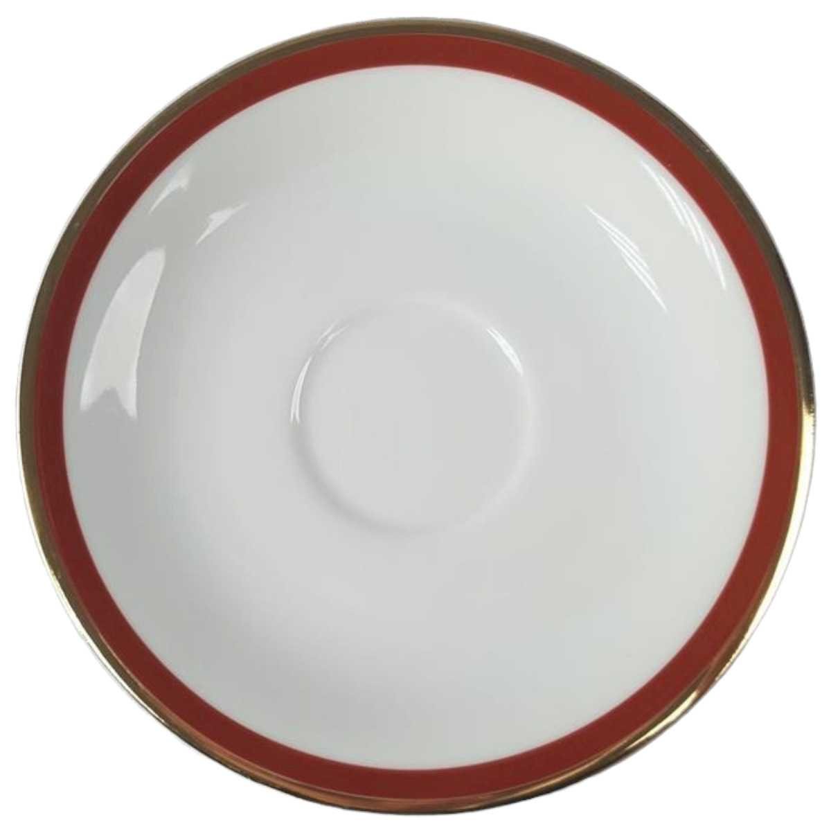 Untertasse für Kaffee 14,8 cm Seltmann Weiden Vohenstrauß rot gold Rand gebraucht - gut