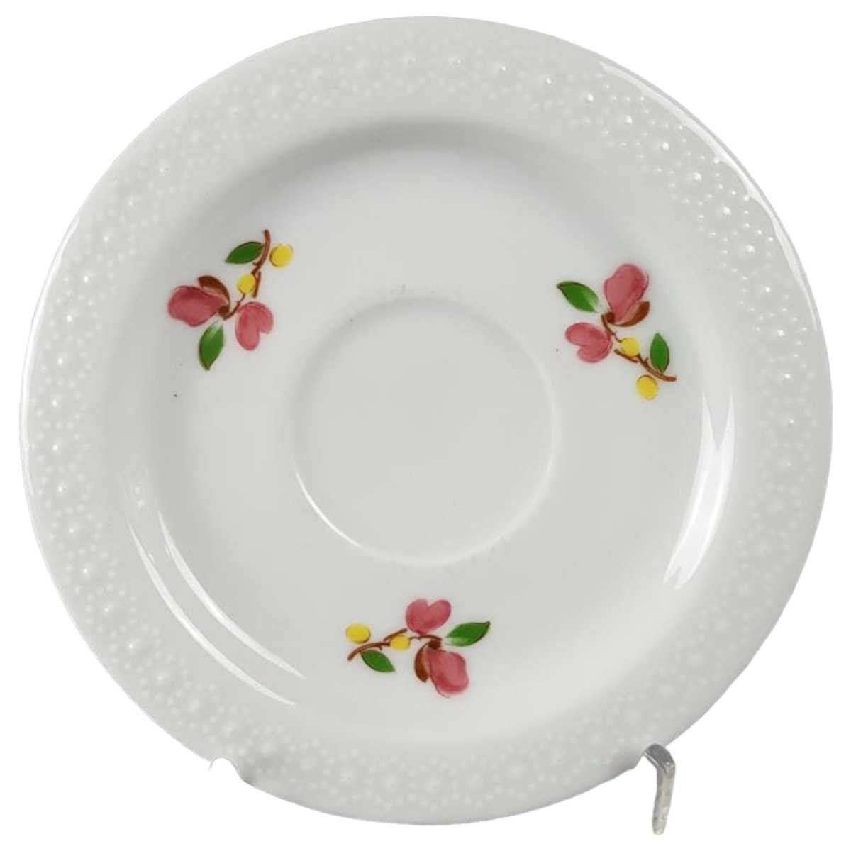 Untertasse für Tee/Kaffee 14,2 cm Zeh Scherzer Blumendekore Retro Bunte Blumen Perlrand gebraucht - gut