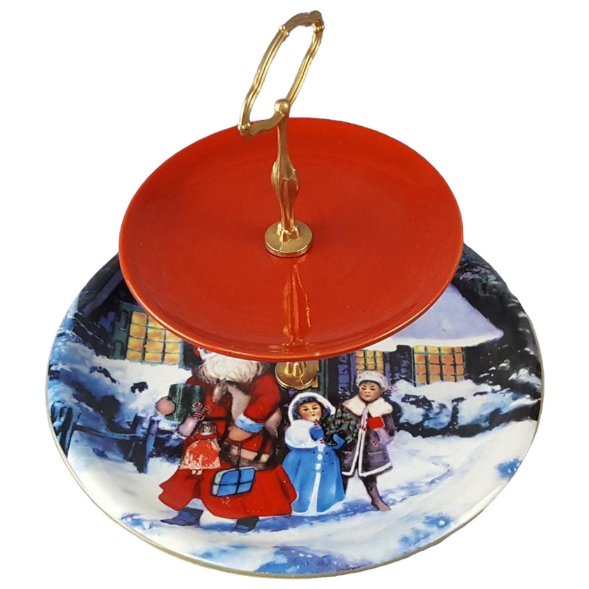 2 Stöckige Etagere Weihnachten Weihnachts Dekor H 24,6 cm
