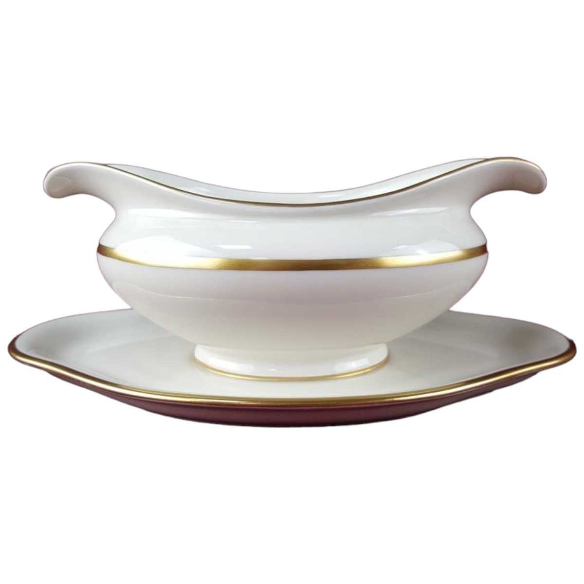 Sauciere mit Teller Golddekor Eschenbach Elfenbein Bavaria gebraucht - sehr gut