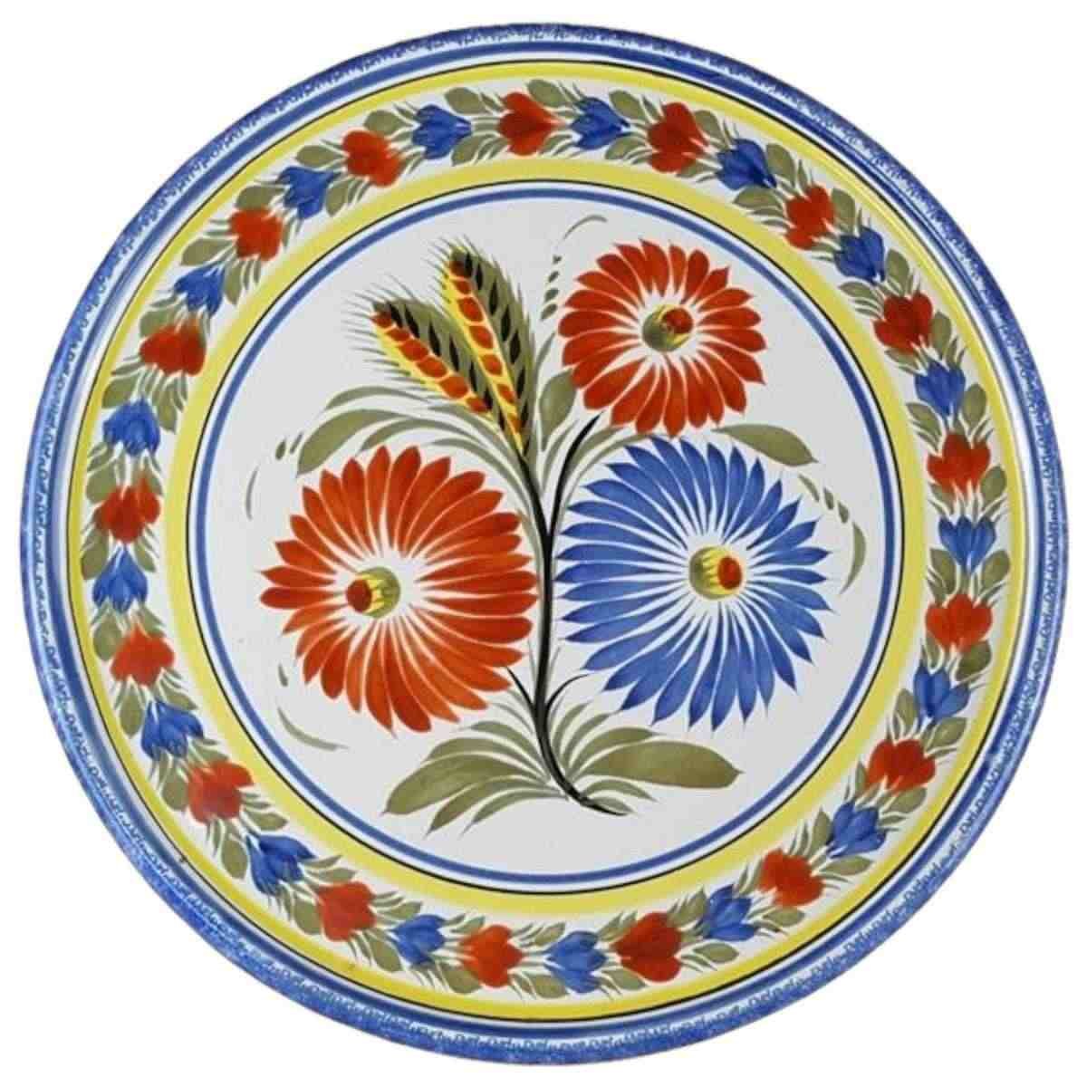 Servierplatte Tortenplatte Tortenständer Einzelteile Henriot Quimper Blumen gebraucht - sehr gut