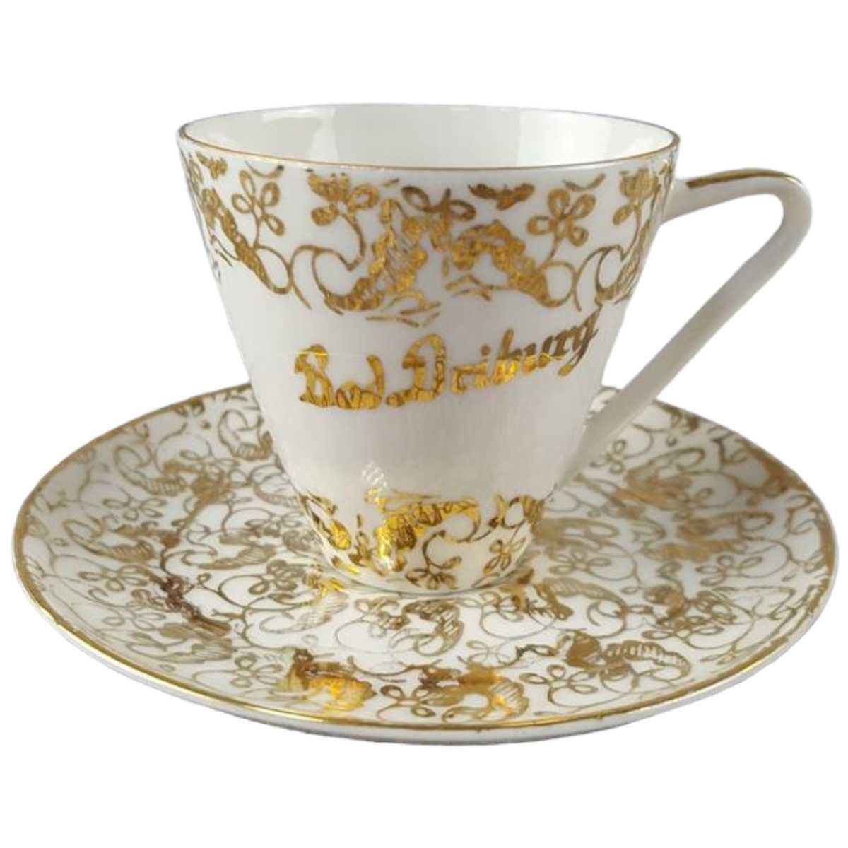 Mokkatasse Tasse Espressotasse mit Untertasse & Golddekor Kaiser Porzellan Alka Kunst gebraucht - gut