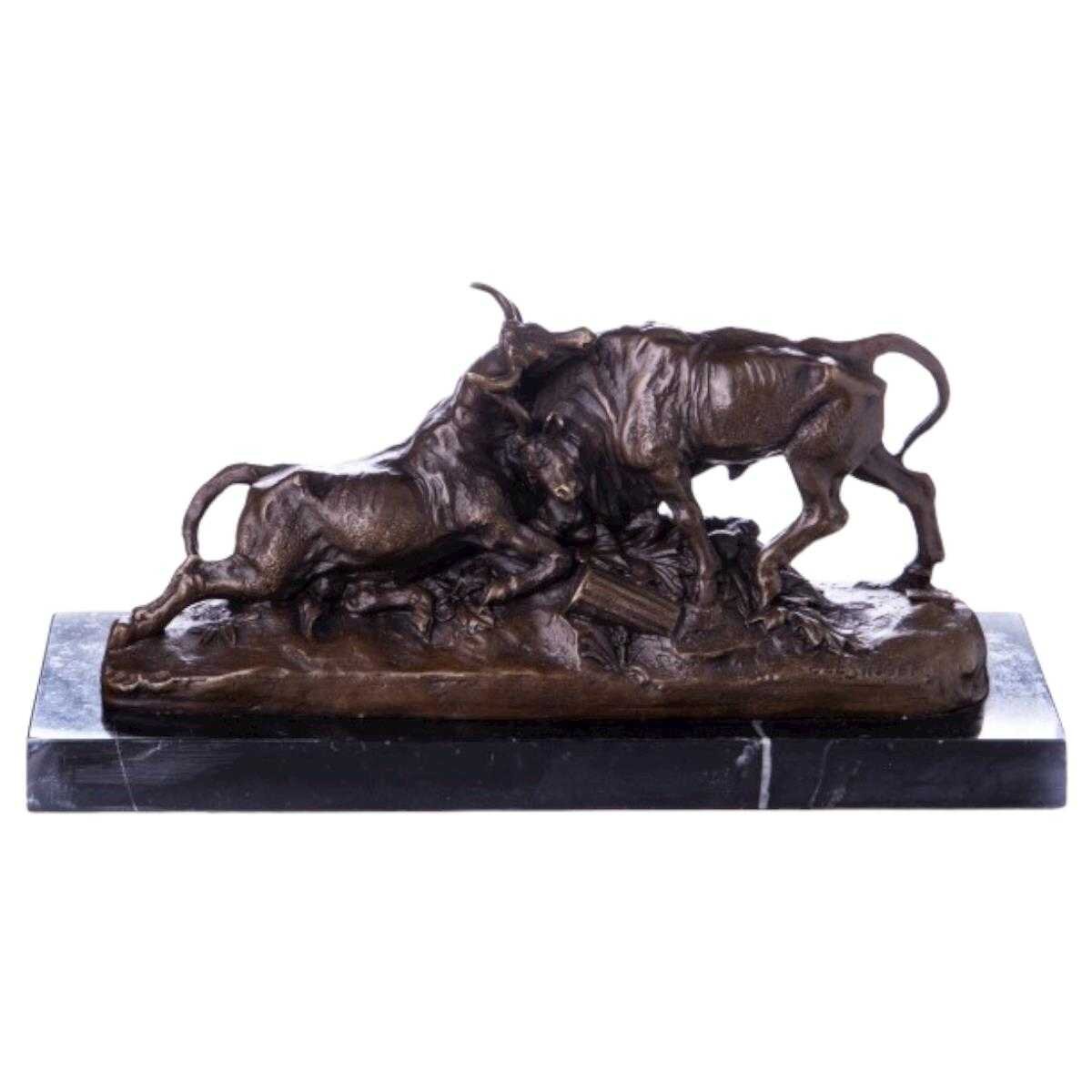 Bronzeskulptur Bronzefigur Zoo Kämpfende Stiere