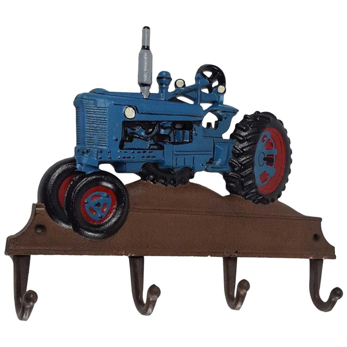 Garderobenhaken Kleiderhaken Wandhaken Blauer Traktor 35x28 cm Gusseisen