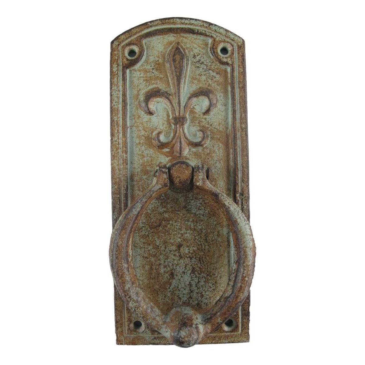 Gusseisen Türklopfer Ring farbig H 20 cm