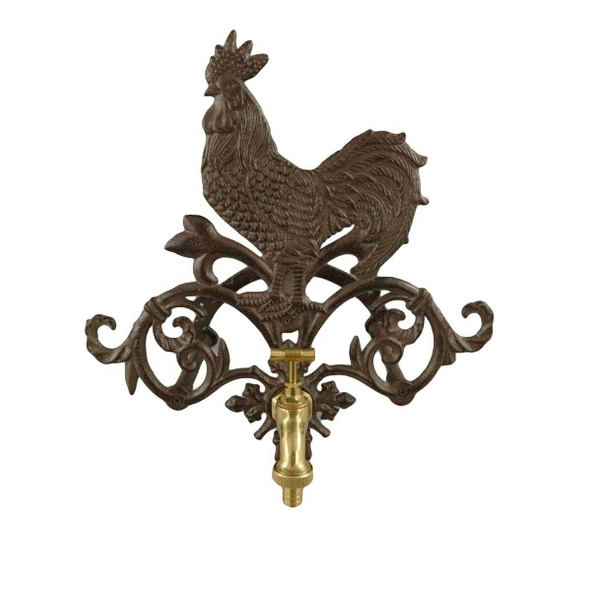 Skulptur Figur Gusseisen Hahn Garten