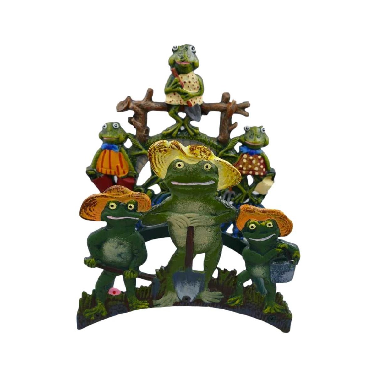 Schlauchhalter Gartenschlauchhalter Garten Gusseisen Frösche farbig #41471
