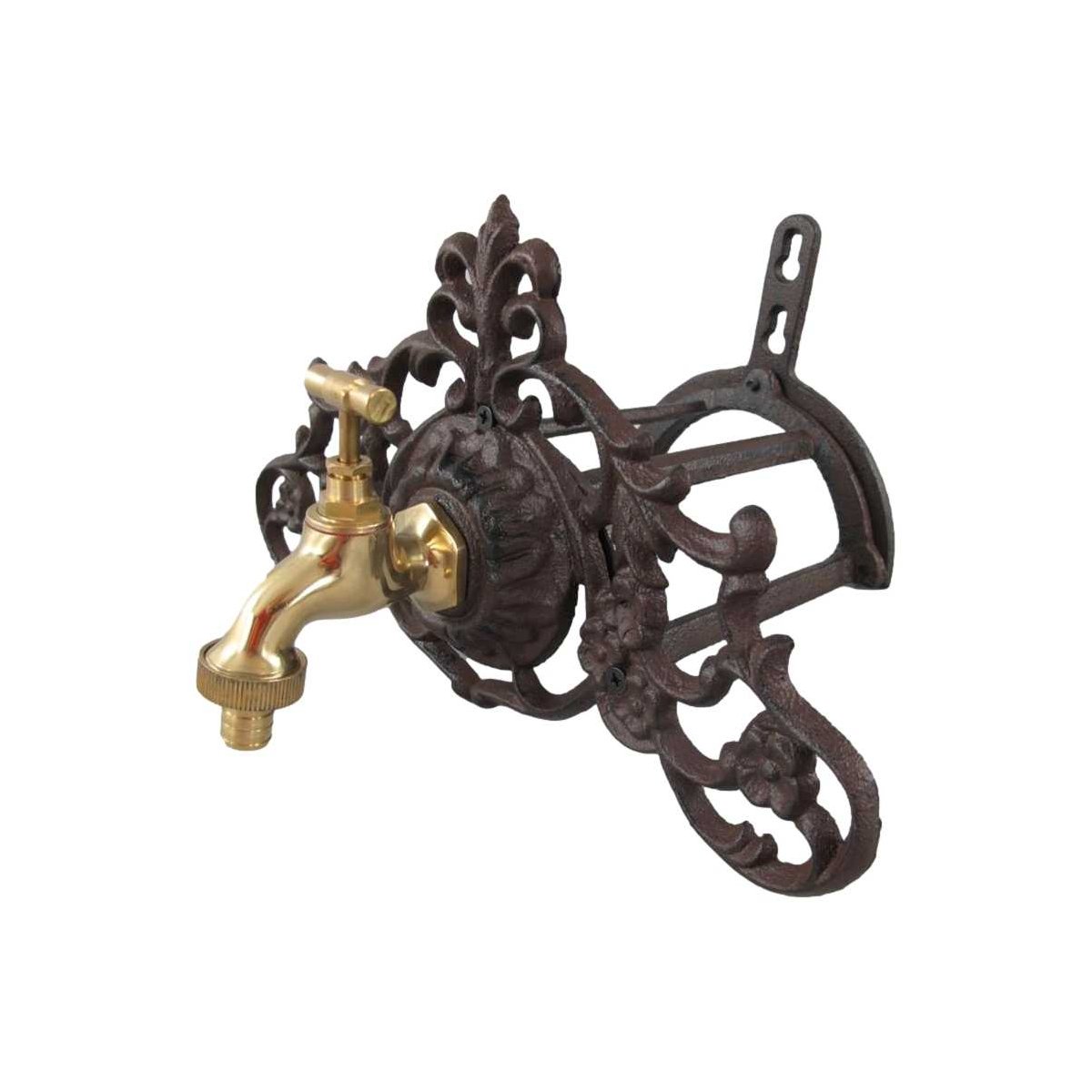 Schlauchhalter Gartenschlauchhalter Garten Gusseisen Braun rustikal #41478