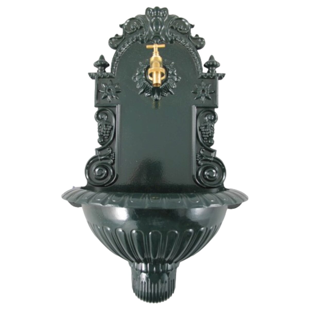 Aluminium Wandbrunnen Gartenbrunnen Zapfstelle Waschbecken grün H 60 cm