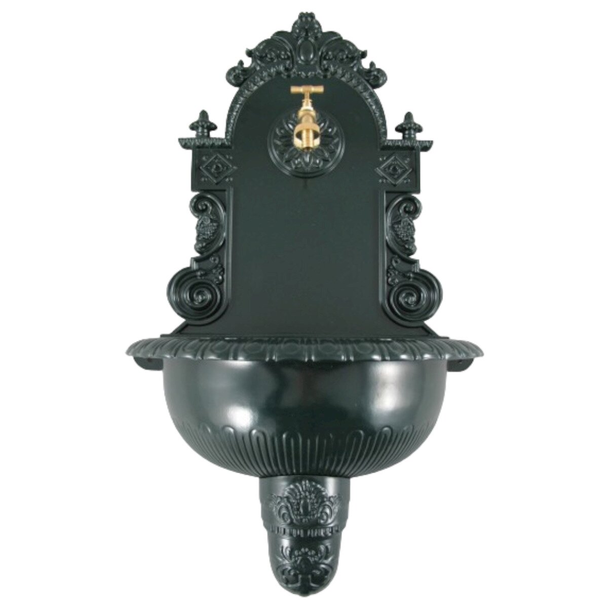 Aluminium Wandbrunnen Gartenbrunnen Zapfstelle Waschbecken grün H 76 cm