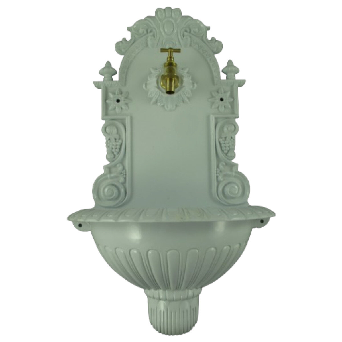 Aluminium Wandbrunnen Gartenbrunnen Zapfstelle Waschbecken weiß H 60 cm