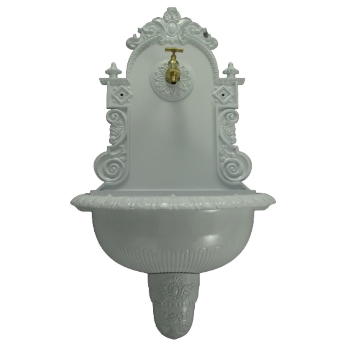 Aluminium Wandbrunnen Gartenbrunnen Zapfstelle Waschbecken weiß H 76 cm