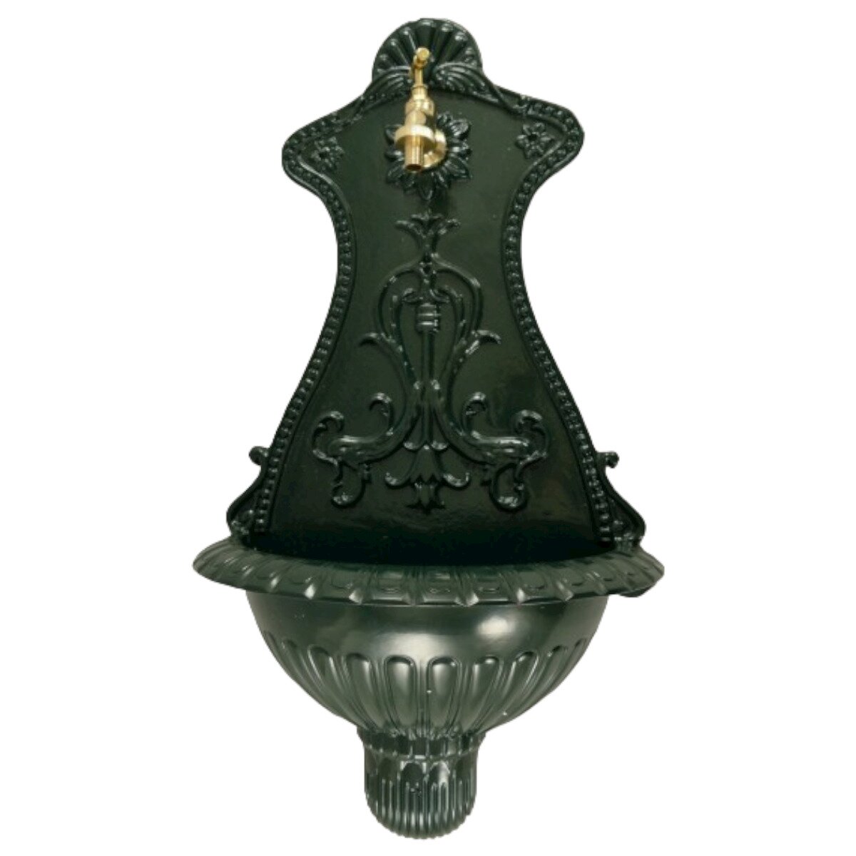 Aluminium Wandbrunnen Gartenbrunnen Zapfstelle Waschbecken rustikal grün H 65 cm