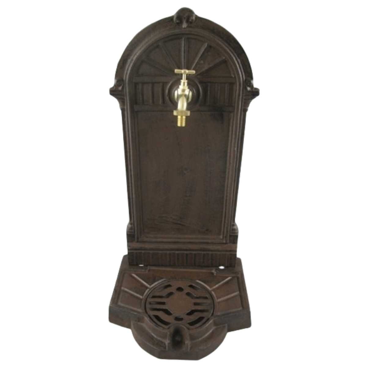Standbrunnen Wassersäule Gartenbrunnen Zapfstelle Gusseisen Braun rustikal Garten #41582