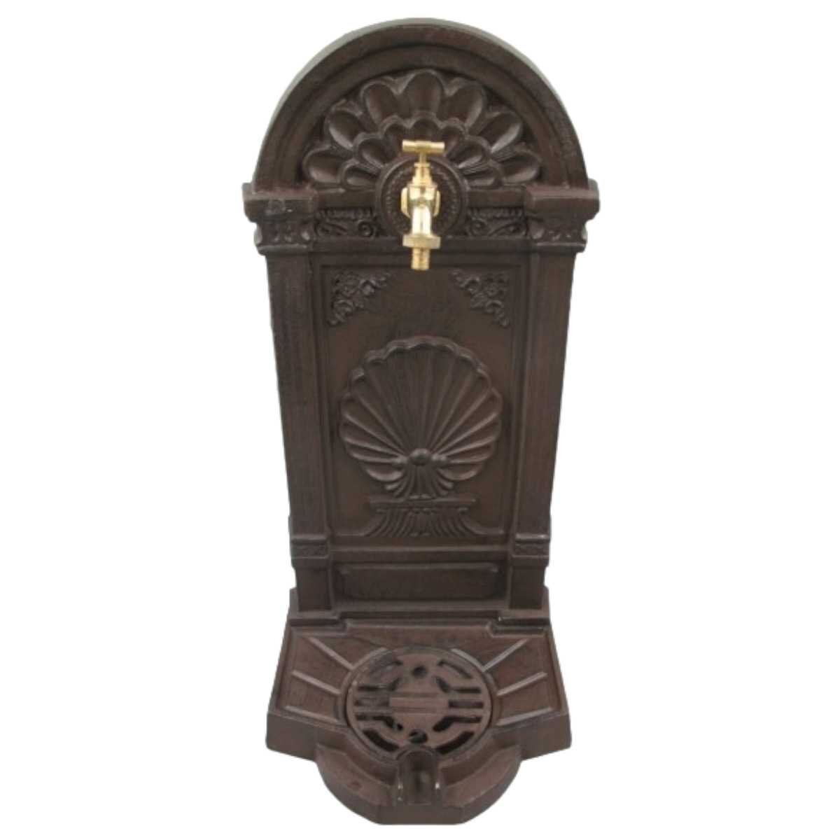 Standbrunnen Wassersäule Gartenbrunnen Zapfstelle Gusseisen Braun rustikal Garten #41586