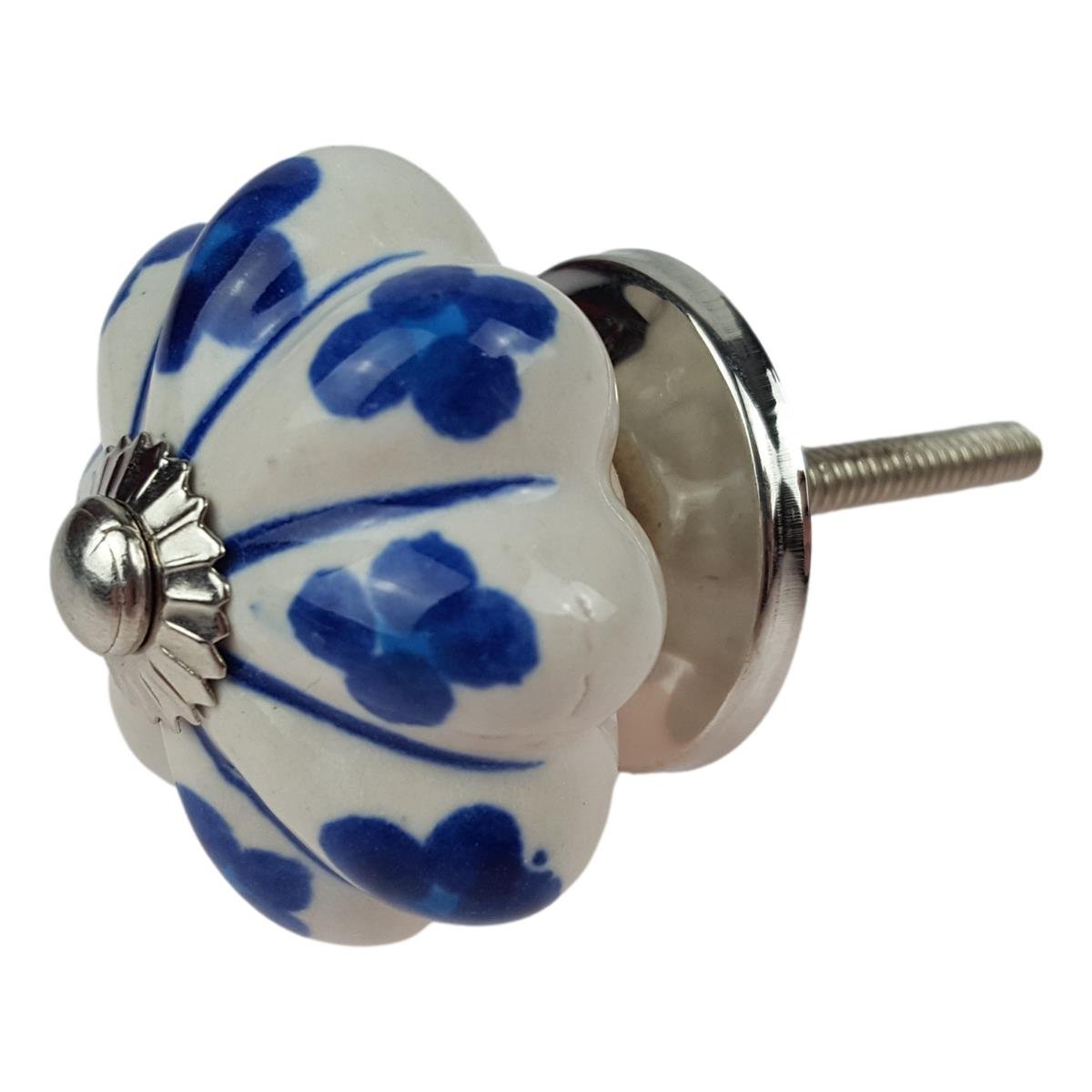 Porzellanknopf Porzellan Möbelgriff Schubladengriff Möbelknauf blau D 35mm