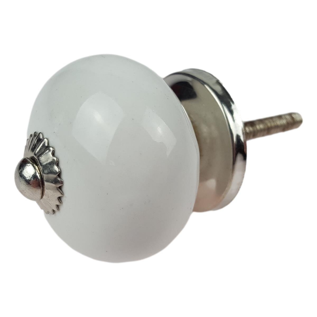 Porzellanknopf Möbelgriff Schubladengriff Möbelknauf weiß Porzellan glatt