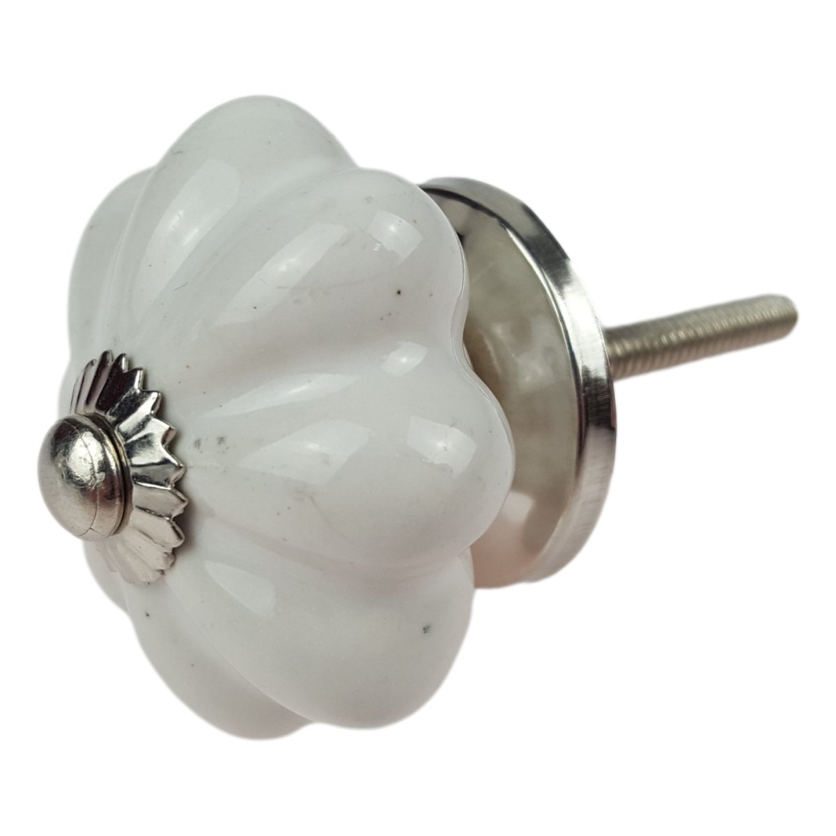 Porzellanknopf Möbelgriff Schubladengriff Möbelknauf weiß Porzellan gerillt