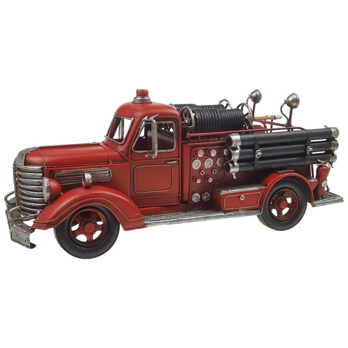Blechmodell Blechauto Modellauto Feuerwehrwagen Feuerwehrauto Antik-Stil Eisen rot L 41,7 cm