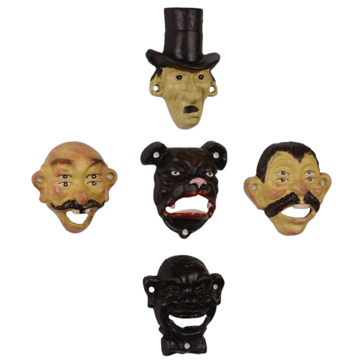 Flaschenöffner verschiedene Motive 5er Set Gusseisen