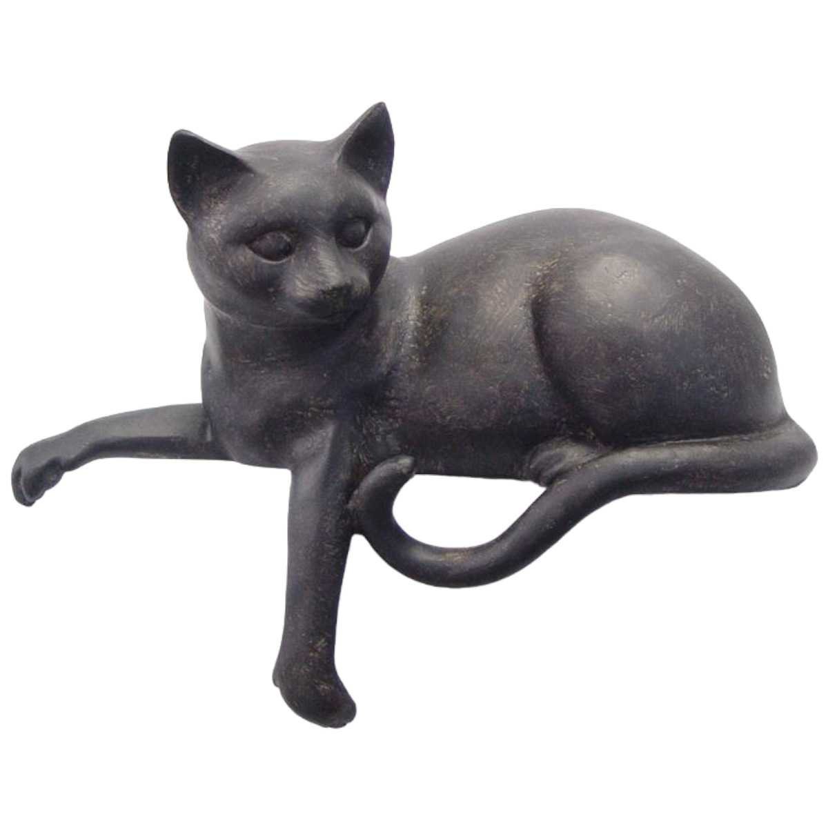 Skulptur Figur Harz Liegende Katze