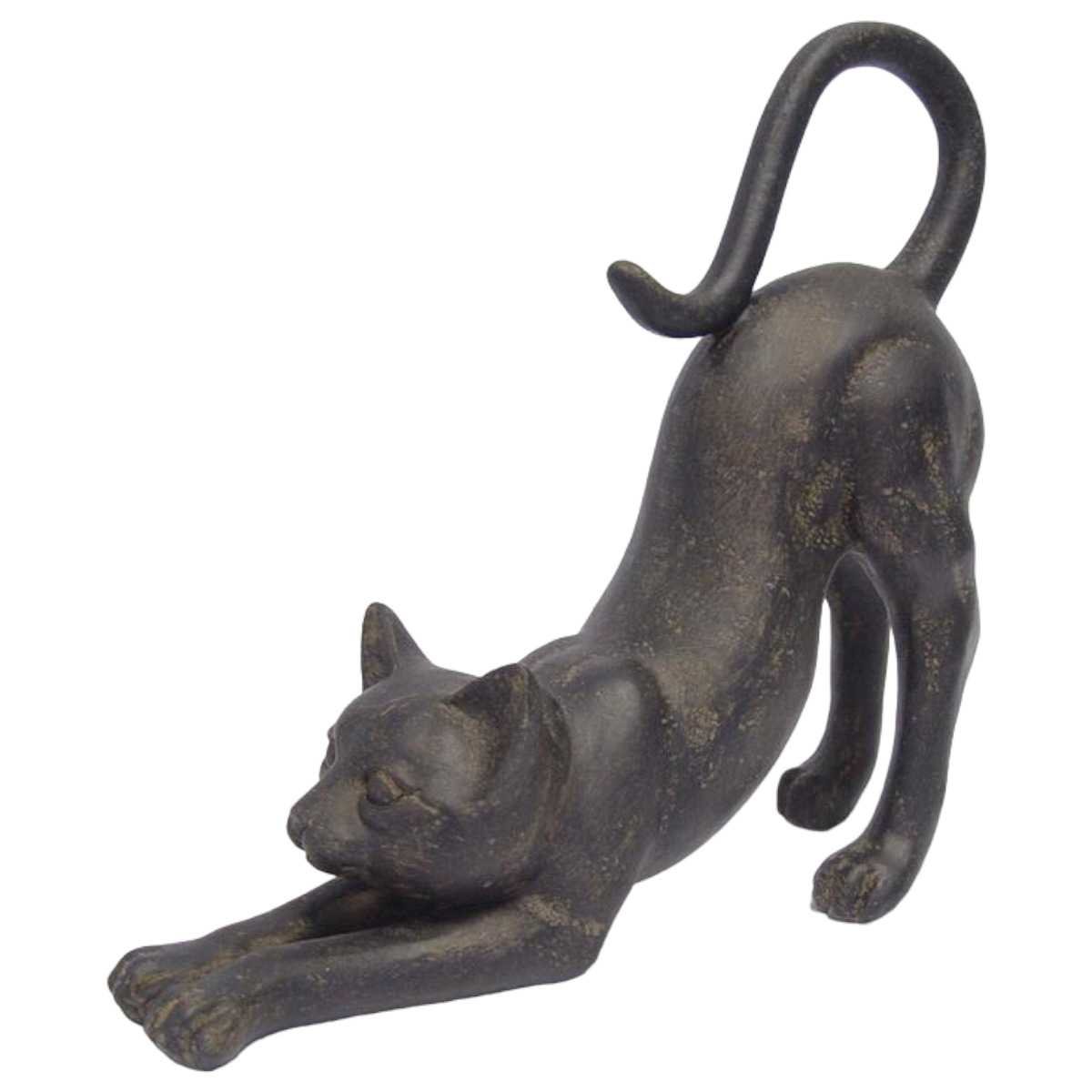 Skulptur Figur Harz sich streckende Katze