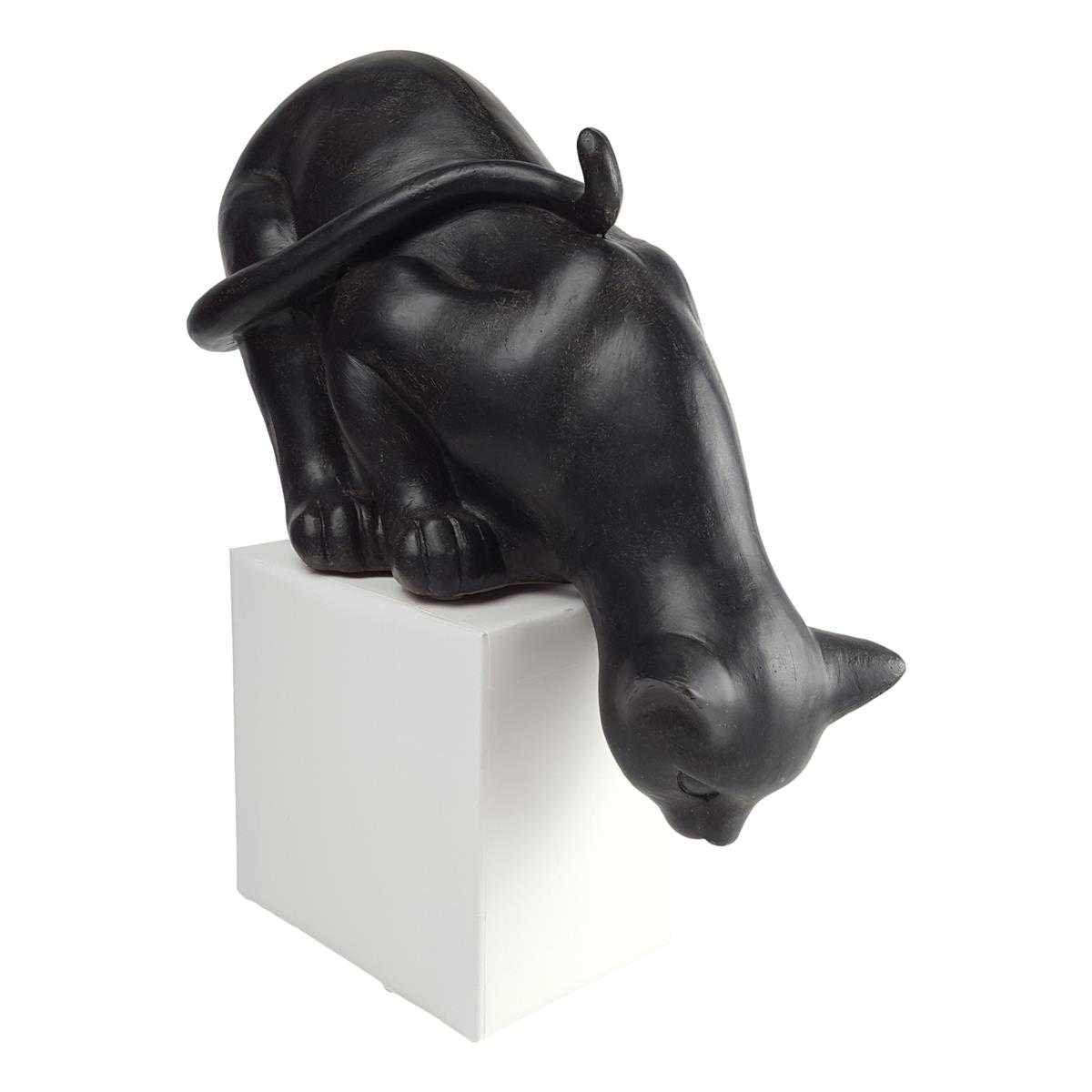 Skulptur Figur Harz nach unten schauende Katze