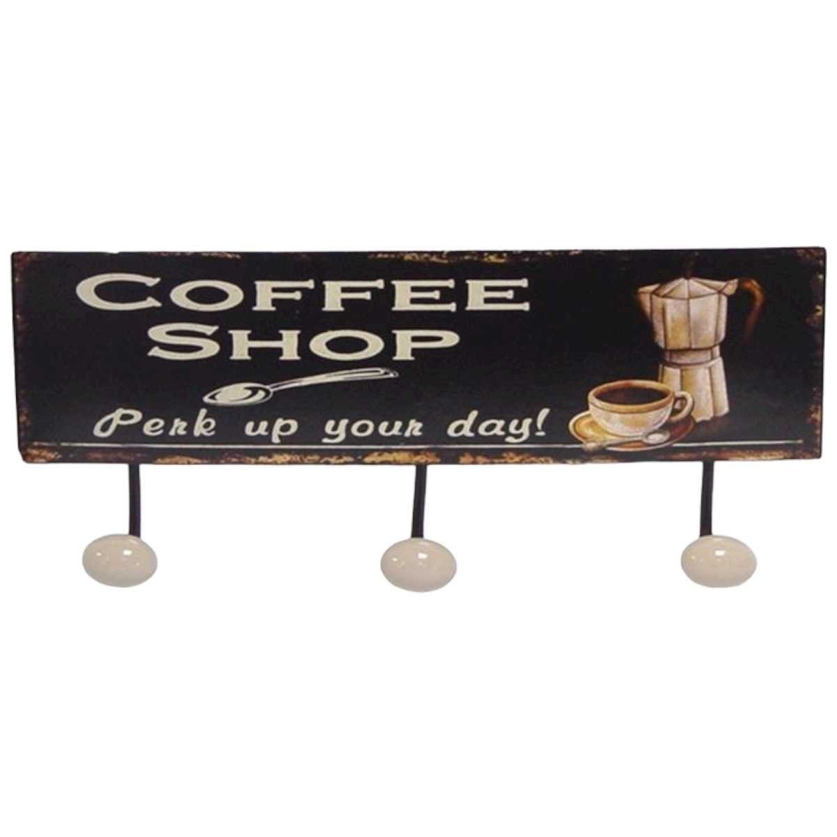 Eisen Garderobenhaken Motiv Coffee Shop Lxb 15x37 cm