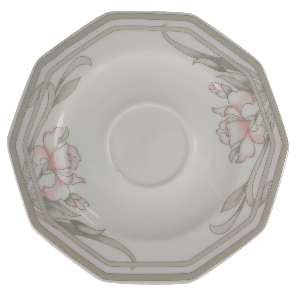 Untertasse für Kaffee Arabella Atelier Blumendekor Rosa-Grau