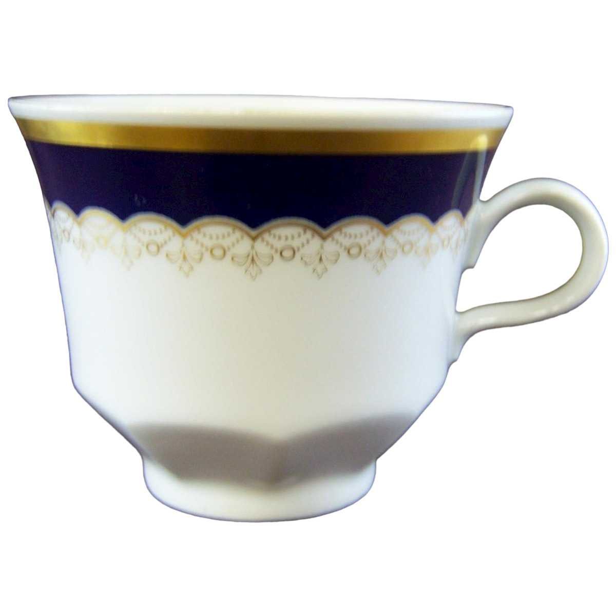 Kaffeetasse Tasse Goldrand Winterling Marktleuthen Kobaltrand mit eckig gebraucht - sehr gut