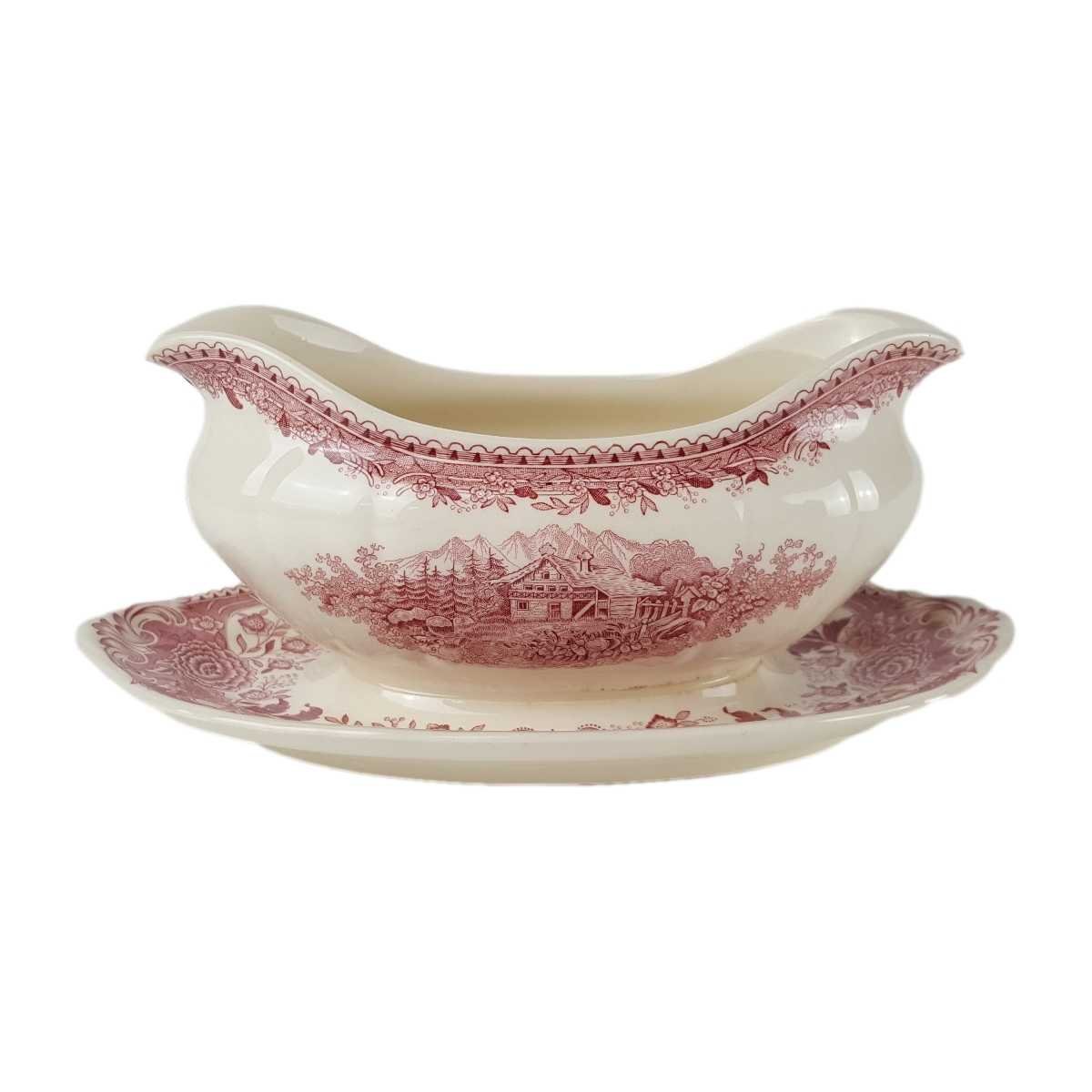 Sauciere mit Teller 1tlg Villeroy & Boch Burgenland Rot gebraucht - sehr gut