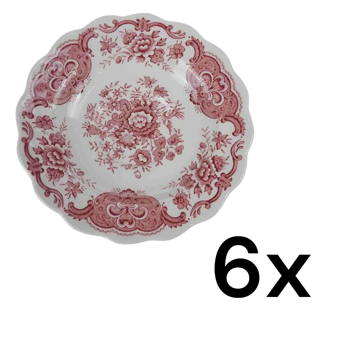 6er Set Untertasse für Kaffee 14,9 cm Ridgway Windsor Rot gebraucht - sehr gut