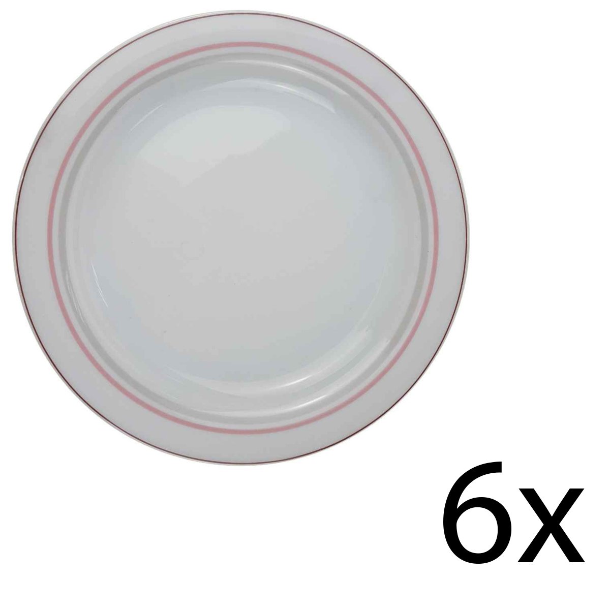 6er Set Kuchenteller Dessertteller 19,3 cm Winterling Kirchenlamitz Simona Rosa Grau Braun Streifen gebraucht - sehr gut