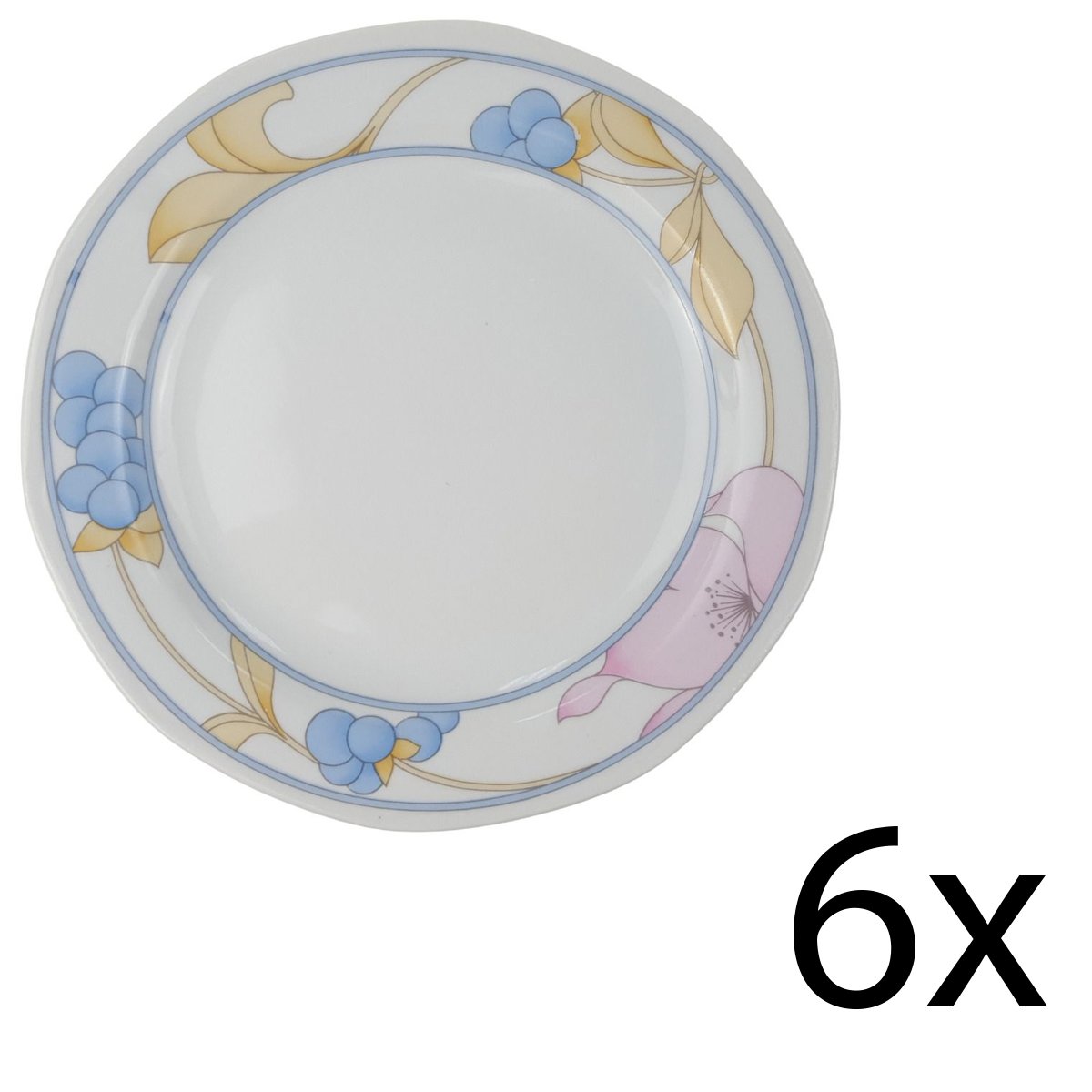 6er Set Kuchenteller 19,1 cm Atelier Porzellan Bunte Blumen gebraucht - gut
