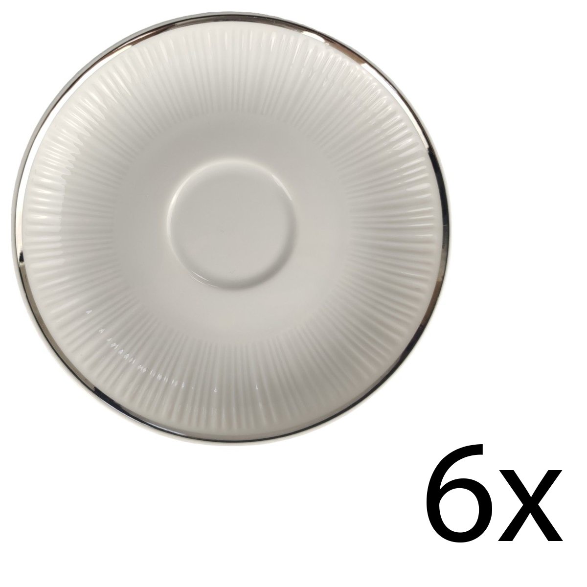 6er Set Untertasse für Kaffee Hutschenreuther Unbestimmte Formen Relief Platinrand Mehrfarbig gebraucht - sehr gut